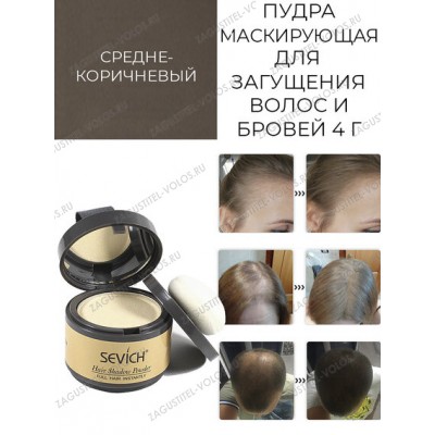 Пудра маскирующая для волос и бровей Sevich (коричневый), 4 гр
